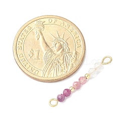 Breloques connecteurs en cristal de quartz naturel rond à facettes et perles en rubis et tourmaline rose&nbsp;PALLOY-JF03530-09