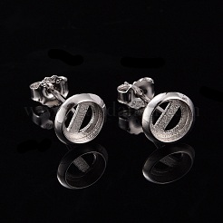 925 montatura per orecchino a bottone in argento sterling placcato rodio&nbsp;STER-F032-02P