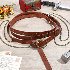 PU-Kunstleder-Kettengürtel mit Metallketten&nbsp;AJEW-WH0609-663AB