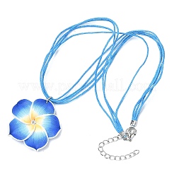 Blumen-Set aus Polymer-Ton mit Wachskordel-Anhängern und Ohrhängern&nbsp;FS-WG2CAA9-02