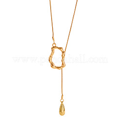 Colliers lariat en alliage de zinc ajustables avec pompon en forme de larme pour femmes&nbsp;WGBC33C-03