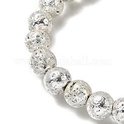 3 bracciale elastico da uomo con perline rotonde in pietra lavica naturale&nbsp;BJEW-JB12332