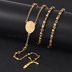 Collana rosario con croce crocifisso&nbsp;NJEW-L450-10G
