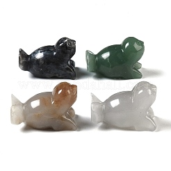 Figurine di leoni marini intagliati in pietre preziose naturali miste&nbsp;DJEW-M015-08