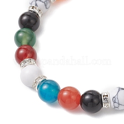 Pulseras elásticas de cuentas de agete natural y howlita sintética para mujer&nbsp;BJEW-JB12964