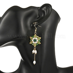 Boucles d'oreilles pendantes en acier inoxydable 304 avec perles de verre&nbsp;EJEW-MZ00808
