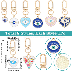 8 Uds. 8 estilos decoraciones colgantes esmaltadas de aleación de mal de ojo&nbsp;HJEW-SC0002-83