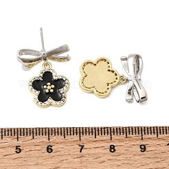 Pendientes colgantes de latón con microincrustaciones de circonitas cúbicas transparentes y esmalte.&nbsp;EJEW-G471-12GP