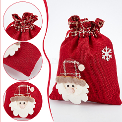 6 Stück 3 Stile Weihnachtsthema Leinen-Verpackungsbeutel&nbsp;ABAG-WR0001-02