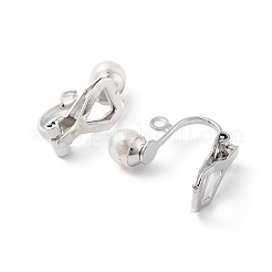 Boucles d'oreilles à clip en acier inoxydable 304 avec perles en plastique imitation perle&nbsp;STAS-H216-03A-P