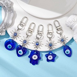 Occhio di cavallo/cuore/stella/mano di Hamsa/rotondo piatto con decorazioni pendenti in muratura del malocchio&nbsp;HJEW-JM01997