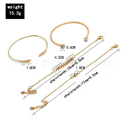 4 stücke 4 arten feder & flache runde legierung mit kristall strass manschette armreifen & link armbänder&nbsp;FS-WGEDE23-01