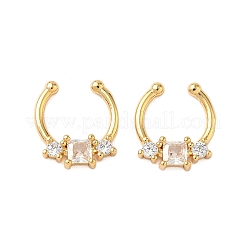 Anneaux de nez circulaires/fers à cheval en laiton pavé de zircones cubiques transparentes&nbsp;EJEW-D337-18A-G