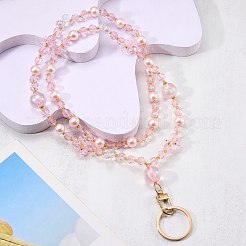 Glas- und Acrylperlen Kartenhalter Umhängeband Kette&nbsp;HJEW-SZ00077