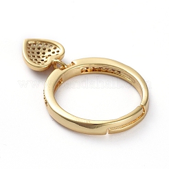 Einstellbare messing micro pave zirkonia fingerringe&nbsp;RJEW-G096-20G