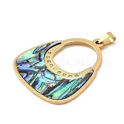 Taschenform 304 Edelstahl & Strass & Paua-Muschelanhänger&nbsp;STAS-M121-05G