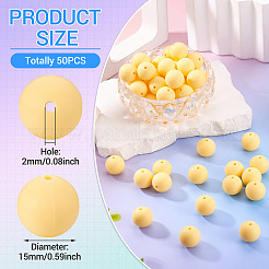 50pcs perles de silicone écologiques de qualité alimentaire&nbsp;SIL-TA0002-89G