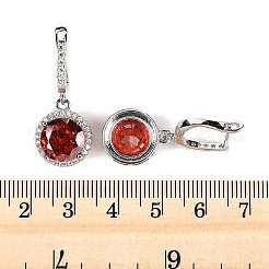 925 boucle d'oreille créole ronde plate en argent sterling avec zircone cubique pavée&nbsp;EJEW-C150-01C-01