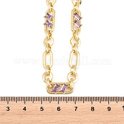 Colliers chaîne Figaro en laiton de 7 mm sertis de zirconiums cubiques&nbsp;NJEW-D324-05G-02