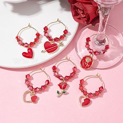 Valentinstag-Legierungs-Email-Anhänger&nbsp;AJEW-JO00223