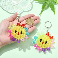 Porte-clés pendentif en perles en plastique&nbsp;HJEW-CJC0009-01P