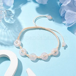 Braccialetti con perline intrecciate rondelle di quarzo rosa naturale&nbsp;BJEW-TA00492-03