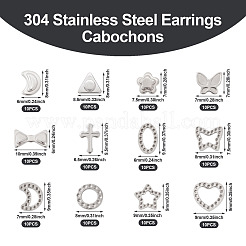 120 Stück 12 Stile 304 Edelstahl Cabochons&nbsp;STAS-TA0002-71