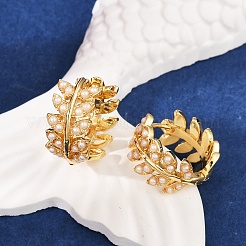 Boucles d'oreilles créoles en laiton à motif de feuilles&nbsp;KK-U058-64G