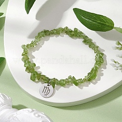 Pulseras elásticas de peridoto natural&nbsp;BJEW-JB11147-06