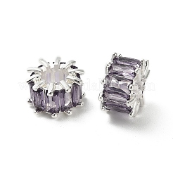 Perles européennes en laiton avec zircone cubique de micro pave&nbsp;KK-B142-13C-02S