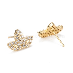 Orecchini a lobo con zirconi cubici a foglia per donna ragazza&nbsp;EJEW-H126-23G