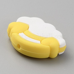 Perles de silicone écologiques de qualité alimentaire nuage et arc-en-ciel&nbsp;LS-SIL-WH0014-33B