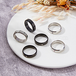 6 Stück 6 Stile Sonne & Mond & Sterne 304 & 201 Edelstahl Bandringe Set&nbsp;RJEW-FI0001-09