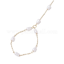 Ionenbeschichtung (IP) 316 chirurgischer Edelstahl Kunststoff-Imitationsperle Büroklammerketten Fingerringarmbänder für Frauen&nbsp;BJEW-JB11771