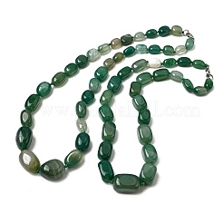 Collares de cuentas cuboides graduadas de ágata natural teñida con cierres de aleación.&nbsp;NJEW-C113-01J