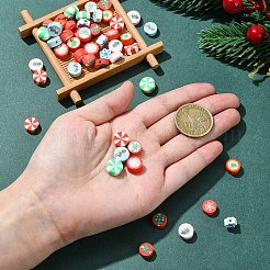 50pcs 10 Arten Weihnachtsthema handgemachte Polymertonperlen&nbsp;CLAY-YW0002-02
