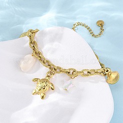 Braccialetti con ciondoli a catena in acciaio inossidabile 304&nbsp;BJEW-L708-01G