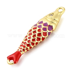Messing Emaille Fisch Verbinder Charms&nbsp;KK-H527-11G-03