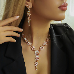 Set di collane con ciondolo in lega di cristallo e strass a forma di spiga di grano e orecchini pendenti a bottone&nbsp;FS-WGD4E70-02