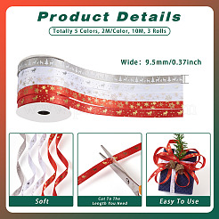 3 rollo de cintas navideñas de poliéster con estampado en caliente de 10 m y 5 colores&nbsp;OCOR-TA0002-13