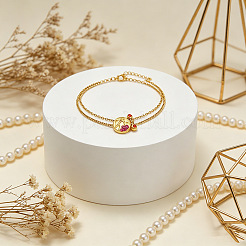 Bracciale a un filo in acciaio inossidabile 304 con ciondolo in pavé di zirconi cubici rosa intenso.&nbsp;WGC9028-03