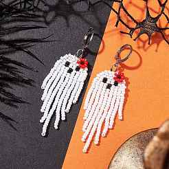 Halloween gewebte Miyuki-Saatperlen-Perlen-Geister-Creolen&nbsp;EJEW-JE05854-02