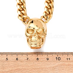 304 Edelstahl Totenkopf Anhänger Cuban Link Kette Halsketten&nbsp;NJEW-C099-06G