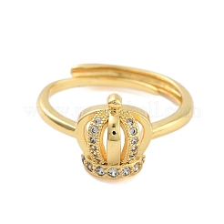 Anelli regolabili con corona in zirconi trasparenti&nbsp;RJEW-L120-017G-03