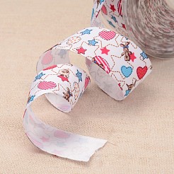 Herzen & Sterne gedruckten Polyester-Band für Geschenkverpackung und Festivaldekoration&nbsp;SRIB-M011-01A
