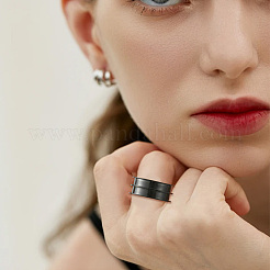 16 stücke 8 stile 201 edelstahl geriffelte finger ring einstellungen&nbsp;RJEW-SC0001-27