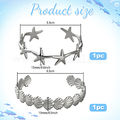 2 Stück 2 Stile Edelstahl offene Manschette Armreifen für Frauen&nbsp;BJEW-GO0002-21