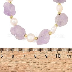Colliers de perles naturelles en améthyste brute et en perles de pomme de terre pour femmes&nbsp;NJEW-JN06480