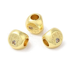Rack-Plattierung Messing Micro Pave Kubisch Zirkonia European Beads&nbsp;KK-F854-02G-03