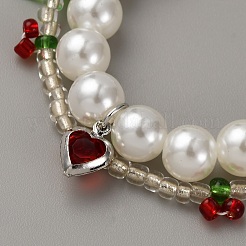 Mehrreihige Armbänder aus Kunstperlen und Glasperlen&nbsp;BJEW-WH0023-60